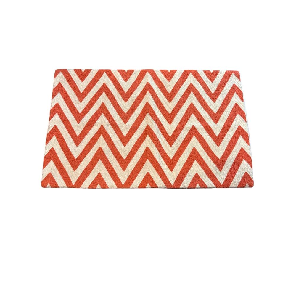Pottery Barn Pillow case, decorative, Orange & cream Chevron pattern 25x15